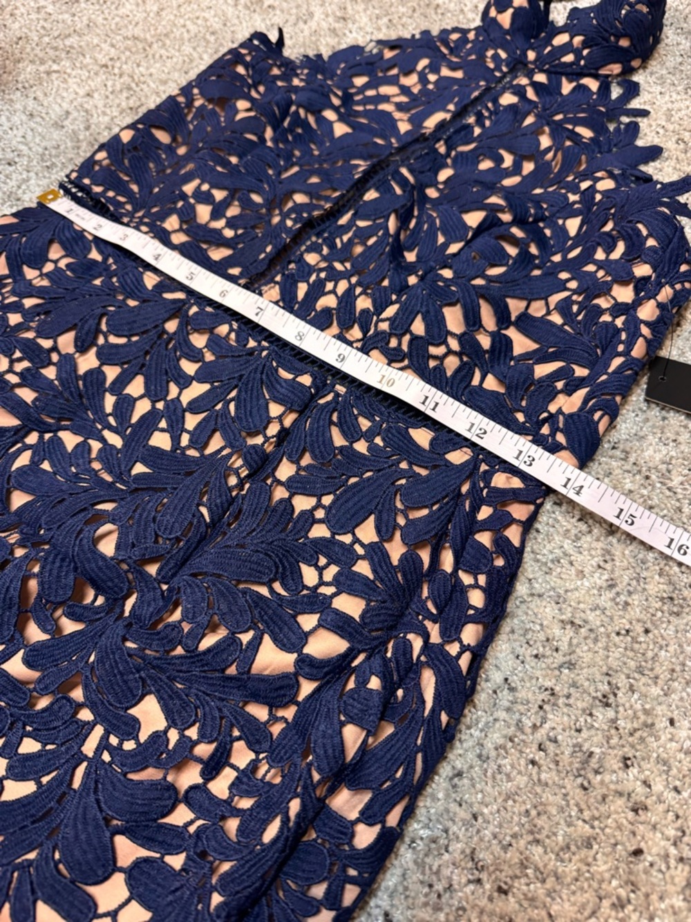 NWT Lulus Blue Floral Lace Halter Sheath Midi Dress Lined Zip Back Women M - Picture 9 of 10